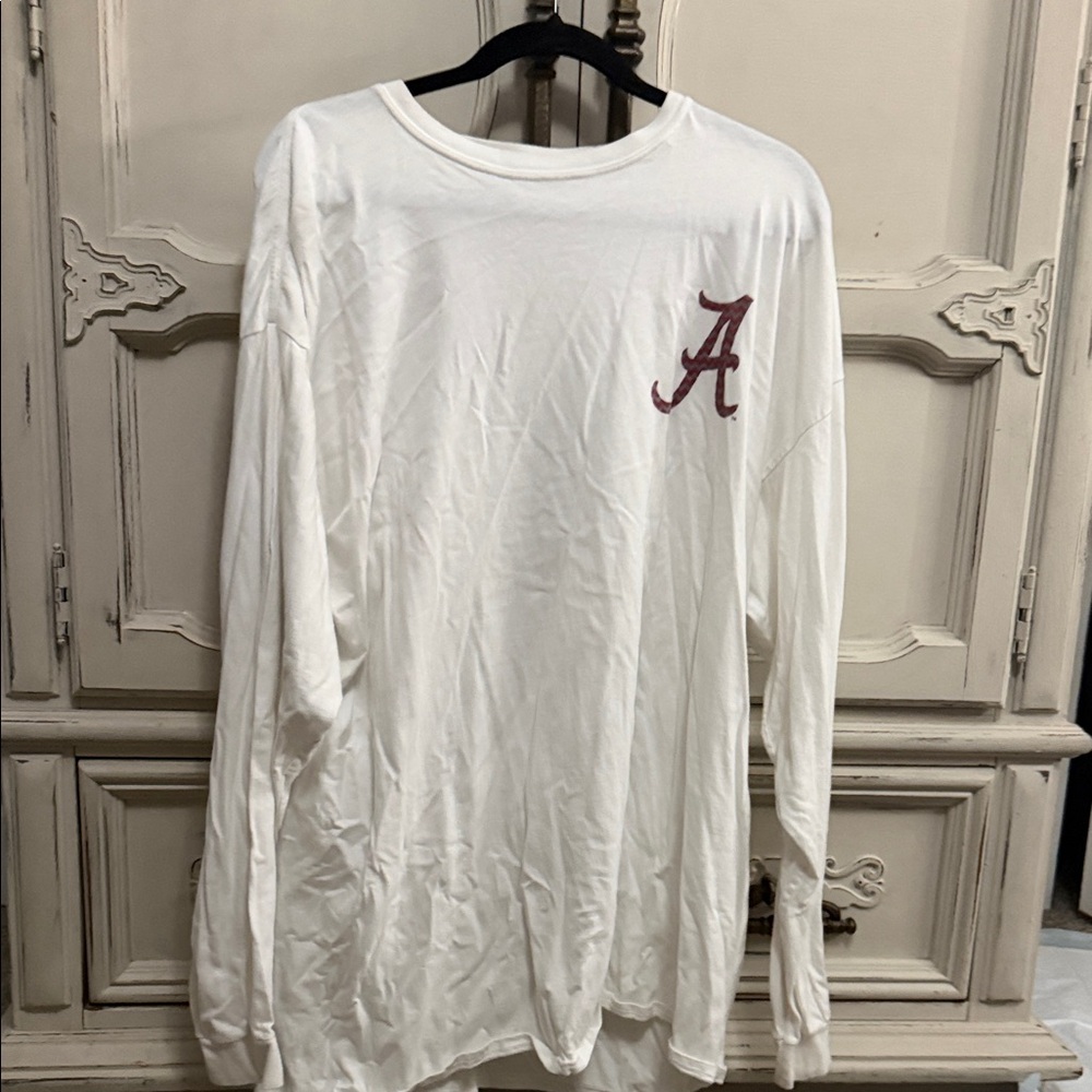 Comfort Colors White Long Sleeve Tee with Red Logo